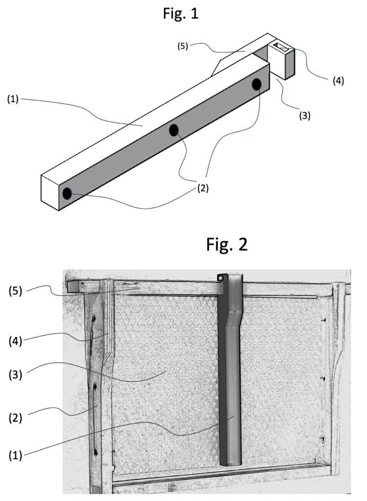 Abbildung aus der Anmeldung beim Deutschen Patentamt. Temperatursensor und. Einbau in die Wabe